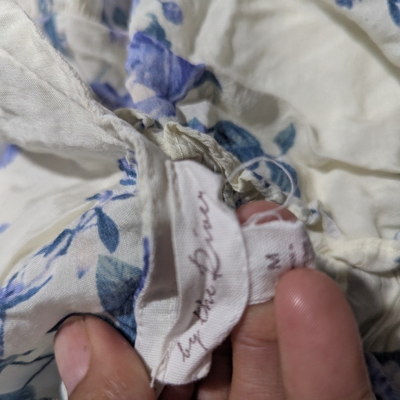 By The River Floral Ruffled V-Neck Midi Dress in Cream and Lavender - Picture 6 of 6